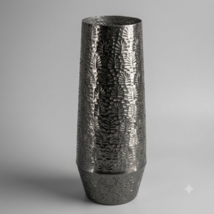 Handcrafted <b>Tall</b> Black Metal <b>Vase</b> Embossed Decorative <b>Floor</b> Tabletop Flower Pot Luxury Home Hotel Living Room Decor Centerpiece - Product Image 3