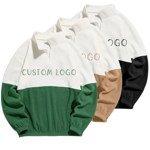 Sudadera de mujer con media cremallera y bloques de color personalizados, 100% algodón tejido, ecológica, con cuello alto, servicio OEM, ropa casual de invierno - Product Image 1