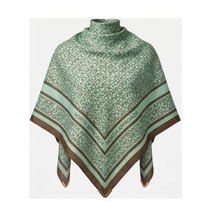 Écharpe carrée en soie pour femme North Approach, imprimé lettres, élégante, multifonctionnelle, accessoire de mode toutes saisons - Product Image 1