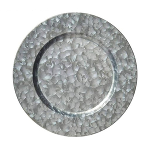 Assiette de présentation élégante en métal martelé argenté avec perles, plateau de service de luxe pour mariage, événement, fête, décoration de table, sous-assiette - Product Image 2