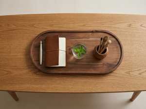 Large Ottoman Tray Breakfast tray Oval Wood Tray Teak Wood Tray Walnut Finish Natural Wood Decor Trinket Tray <b>Vanity</b> Tray <b>Table</b> - Product Image 4