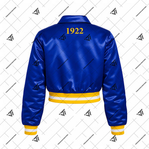 Custom Greek Sigma Gamma Rho Sorority Clothing Embroidered Satin Crop Bomber Jacket College Jacket Greek Paraphernalia - Product Image 2