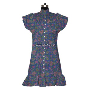 Cotton <b>Summer</b> <b>Dress</b> Boho Festival Short <b>Sleeveless</b> Women <b>Dress</b> Plus Size Holiday Beach Wear Indian Hand Made - Product Image 6