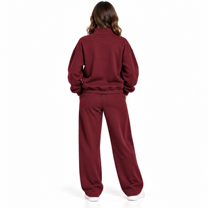 Ensemble de survêtement personnalisé de haute qualité pour femmes, vêtements de sport et de détente, ensemble assorti, pull oversize à fermeture éclair 1/4, séchage rapide - Product Image 2