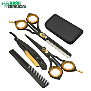 Surgical Instruments Manufacturer Pakistan Barber Hair Cutting and <b>Thinning</b> Scissors Kit with Straight Razor - Product Image 2