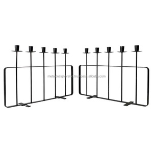 Vintage 5-Arm Wrought Iron Candleholder Hand Forged <b>Black</b> Metal Luxury Decorative <b>Candlestick</b> for Home Garden Christmas Gift - Product Image 1