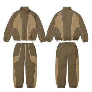 Ensemble de survêtement unisexe style color block avec fermeture éclair intégrale, poches latérales, coupe sportive automne, coupe adulte, coupe-vent mi-lourd - Product Image 4