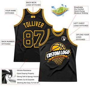Camiseta de Baloncesto Retro Personalizada Negra y Dorada, Auténtica, Sublimada, con Diseño de Chimpancés, Tejido de Malla, Sin Mangas - Product Image 2