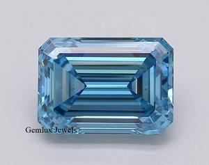 Fancy Vivid Blue 3 CT Emerald Cut VS Loose Lab Grown Diamond IGI Certified Blue Emerald Cut Lab Grown Diamond para anillo/Collar - Product Image 1