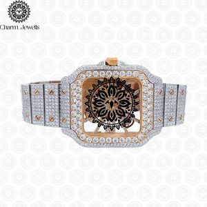 Charm_Jewells Luxury Rectangle Case <b>Diamond</b> Encrusted Hollow Dial Analog Women's Fashion Bracelet - Product Image 1