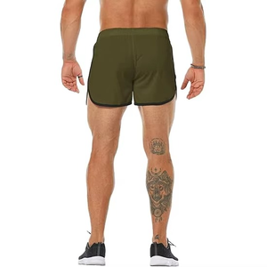 <b>Men's</b> Olive Green Quick Dry Athletic <b>Shorts</b> With <b>Zip</b> <b>Pocket</b> Elastic Waist Drawstring Casual Sport <b>Shorts</b> - Product Image 4