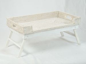 <b>FOLD</b> & SERVE Tray <b>Table</b> With Leg Rattan Tray Serving <b>Kitchen</b> Display Built-In Handles - Product Image 4
