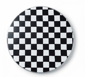 Soporte giratorio premium redondo a cuadros en blanco y negro para exhibir en la mesa de la cocina. - Product Image 1