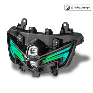 ไฟหน้า LED RGB รุ่นใหม่ AJ 2026 NMAX V3 เลนส์คู่ สำหรับดัดแปลง ผลิตในไต้หวัน ทนทาน คุณภาพสูง สว่างสดใส ควบคุมผ่านแอพ ดีไซน์ Demon Eye - Product Image 2