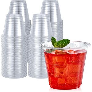 50-Pack 9 oz Clear Disposable Punch Plastic <b>Cups</b> for Party for Wine Juice Iced Coffee <b>Cold</b> Beverages - Product Image 1
