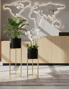 Support de pot en métal en promotion usine avec pot noir, design artisanal durable pour pots lourds et décoration intérieure élégante - Product Image 4