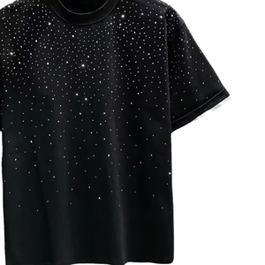Camisetas al por mayor con nuevo diseño de pedrería para hombre, moda urbana, camisetas estampadas personalizadas con pedrería para hombre - Product Image 4