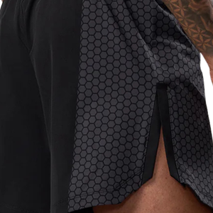 Pantalones Cortos Deportivos para Hombre, Negros, con Paneles de Malla, Dobladillo Dividido, Ropa Deportiva Ligera para Gimnasio, Running y Entrenamiento - Product Image 3