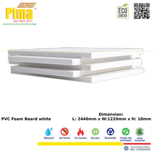 Custom-cut PVC WPC Foam Board <b>Sheet</b> 10mm <b>Thickness</b> 0.6 G/cm3 Density White Color Fireproof Cladding Kitchen Cabinets Door Pima - Product Image 1