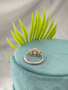 Emerald Cut Diamond Ring with Side <b>Stones</b> in Yellow Gold crafted for timeless elegance clean lines and a sophisticated luxury - Product Image 3