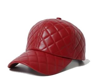 Luxury Genuine Leather Red Color Baseball <b>Cap</b> for Men Four Seasons Wear - Product Image 2