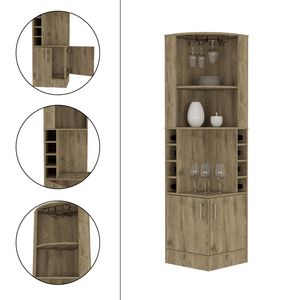 Mobile bar Papprika con 8 scomparti per bottiglie, doppia anta, finitura marrone scuro - Product Image 3