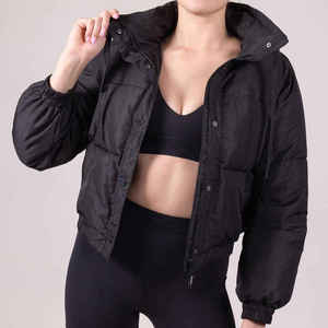 OEM Women's Quilted Winter Jacket Warm Quick-Dry Waterproof Crop Top Puffer Bomber Style Nylon Zipper Bubble Coats for Ladies - Product Image 4