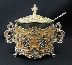 Elegante y Sencillo Tarro Multiusos de Plata Alemana Contemporánea, Regalo Empresarial Más Vendido para Servir Frutos Secos y Azúcar, Regalo Corporativo - Product Image 1