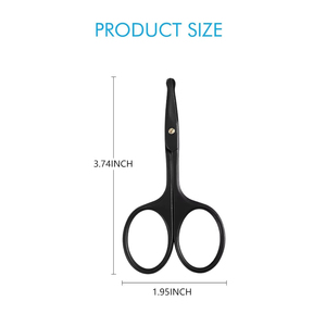 Tijeras de Seguridad Profesionales de Acero Inoxidable Negro Mate con Punta Afilada para Recortar Vello de Nariz, Orejas, Cejas, Rostro, Manicura, Uñas, Uso Manual - Product Image 4