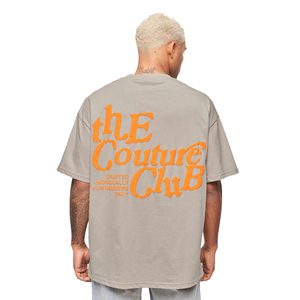 T-shirt en coton personnalisable, écologique, coupe ample pour homme, couleur unie, style streetwear, impression en relief, grammage lourd, logo frontal - Product Image 1