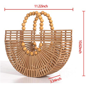 กระเป๋าไม้ไผ่สไตล์โบฮีเมียนธรรมชาติสำหรับผู้หญิงกระเป๋าทรงหยดน้ำแบบเปิดสำหรับฤดูใบไม้ผลิ/ฤดูใบไม้ร่วง/ฤดูร้อน - Product Image 5