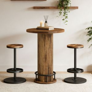 Tavolo da Bar Pieghevole dal Design Moderno per Casa, Hotel, Esterni, Caffè, Seminterrati, Eventi, Feste, Banchetti in Legno e Ferro - Product Image 5