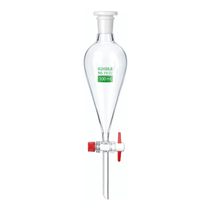 Entonnoir de séparation de précision Sharp-Squibb en verre borosilicaté avec bouchon en PTFE pour la séparation chimique en laboratoire - Product Image 1