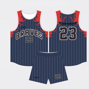 Ensemble de maillots de basket-ball sublimés personnalisés sans manches 100% polyester respirant uniforme rayé pour hommes adultes 23 - Product Image 1