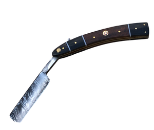 Rasoir droit artisanal en acier Damas traditionnel pour barbiers, étui en cuir, cadeau pour témoin de mariage - Product Image 5