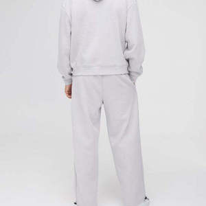 Unisex <b>White</b> Hoodie Tracksuit <b>Jogger</b> Sweatpants Set Casual Sportswear Solid Color Full Sleeve Lightweight Cotton Quick Dry - Product Image 6