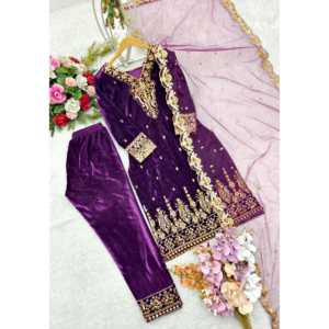 Designer Women's Party Wear <b>Suit</b> Set with Embroidered Top and Dupatta Pent Sequence Work - Product Image 1