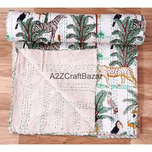 Colcha Kantha Vintage Hecha a Mano - Colcha India al por Mayor - Colcha Reversible de Algodón Orgánico para Uso en Hoteles y Hogares - Product Image 4