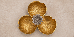Centre de table en métal texturé motif fleur de lotus, ensemble d'articles pour fournisseur de commandes en gros - Product Image 4