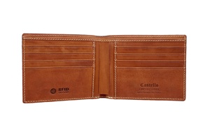 Haute Qualité Castello Italien Vacchetta En Cuir RFID Bi-Fold Billfold Carte D'identité Portefeuille pour Hommes Court Longueur Polyester Ouverture - Product Image 2