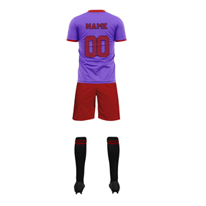 Custom Sublimated Soccer Uniform Set Purple Red Jersey Shorts Men's All Seasons Football Apparel Team Numbers Moisture Wicking - Product Image 2