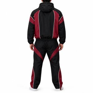 Unisex Solid Color Waterproof Breathable Nylon Zip-Up Hoodie & Trousers Set Sporty Streetwear Autumn Fashion - Product Image 2