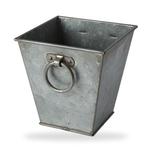 Jardinière carrée conique en fer galvanisé avec poignées annulaires, pot à fleurs en métal, décoration de jardin de style farmhouse, pot pour plantes d'intérieur et d'extérieur - Product Image 1