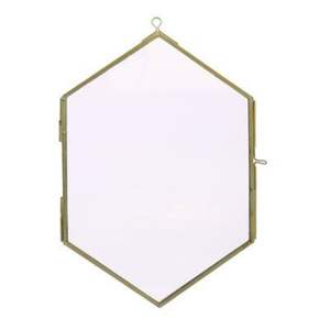 Cadre photo flottant hexagonal double face en zinc et verre, fait main, pour souvenirs et herbarium - Product Image 2