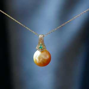 Colgante de Perla Natural Esmeralda Marina, Plata de Ley 925, Chapado en Oro de 14K, Joyería Fina Hecha a Mano, Regalo para Mujer - Product Image 1