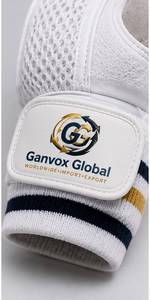 Guantes de Bateo de Cricket Ganvox Global, de Cuero Blanco Transpirable con Detalles en Dorado y Azul Marino, para Todas las Temporadas, Embalaje Incluido - Product Image 2