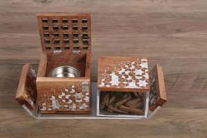 NobleShell - Juego de incienso de nácar con caja de acrílico, quemador de incienso de lujo hecho a mano con incrustaciones para una elegante decoración del hogar árabe - Product Image 3