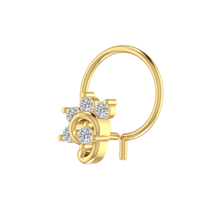 Bijou de piercing en or 14 carats, design floral, diamant naturel 0,1 ct, clou de nez, style ethnique, pour femme - Product Image 4