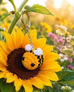 High on Demand Cute Honey Bee Crochet Keychain Handmade Cotton <b>Key</b> <b>Ring</b> Animal <b>Bag</b> Charm Fashion Gift Item for Sale - Product Image 6