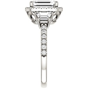 <b>Emerald</b> Cut Solitaire Moissanite <b>Ring</b> 925 Sterling <b>Silver</b> White Gold Plated Romantic Luxury Classic Engagement Wedding Party - Product Image 4